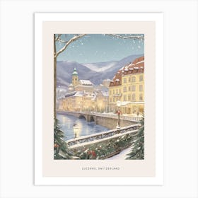Vintage Winter Poster Lucerne Switzerland 1 Art Print