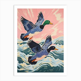 Vintage Japanese Inspired Bird Print Mallard Duck 1 Art Print