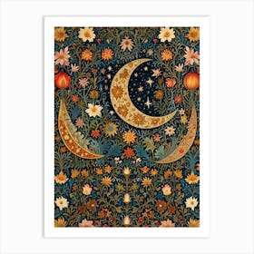 William Morris Moon And Flowers 3 Art Print