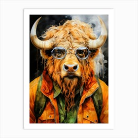 Bull In Glasses animal Art Print