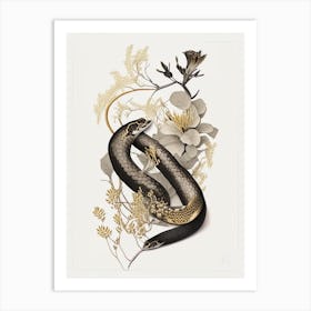 Brown Water Snake Gold And Black Art Print