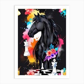 Black Horse Chess 2 Art Print