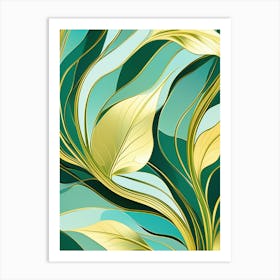 Abstract Gold Leaves Art Print