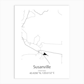 Susanville,United States Minimalist Map Póster