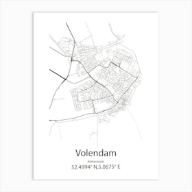 Volendam,Netherlands Minimalist Map Art Print