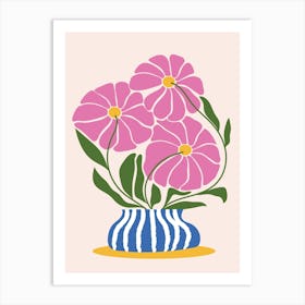 Pink Flowers In A Vase Art Print