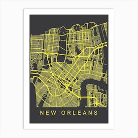New Orleans Map Neon Art Print