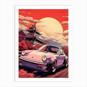 Porsche 911 Japanese Art Retro Car Art Print