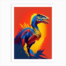 Velociraptor Primary Colours Dinosaur Art Print