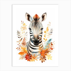 A Zebra Watercolour In Autumn Colours 0 Art Print