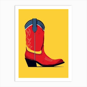Cowgirl Boots Bright Colours Illustration 1 Art Print