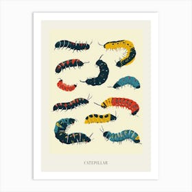 Colourful Insect Illustration Catepillar 11 Poster Art Print