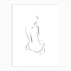 Morning Contemplation - Nude Line Art Art Print