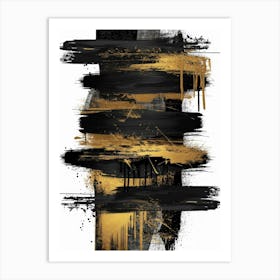 Abstract Black And Gold Painting 104 Art Print