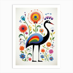 Scandinavian Bird Illustration Ostrich 4 Art Print