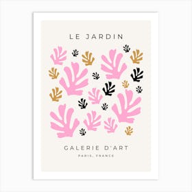 Le Jardin | 01 - Botanical Pink And Gold Abstract Leaves Art Print