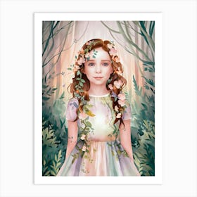 Little Girl In The Forest Art Print