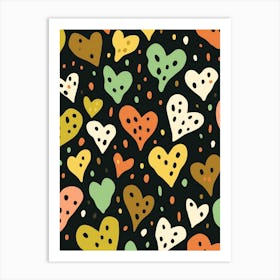 Heart Geometric And Dots Pattern Art Print