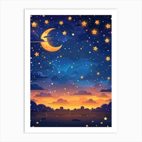 Night Sky With Stars And Moon Art Print