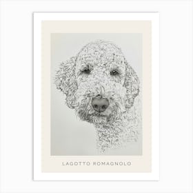Lagotto Romagnolo Dog Line Sketch 1 Poster Art Print