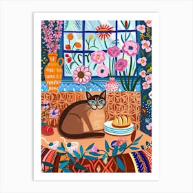 Tea Time With A Burmese Cat 4 Art Print