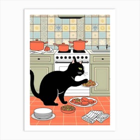 Cat In The Kitchen Art Print