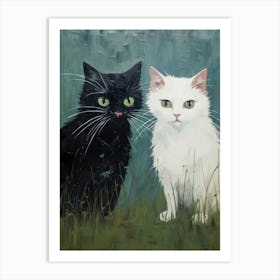 Black And White Cats Art Print