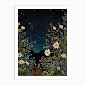 Night In The Meadow Style William Morris Art Print