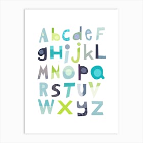 Grey And Green Alphabet Art Print