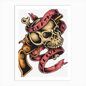 Skull And Gun Art Print