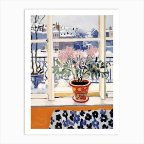 The Windowsill Of Stockholm   Sweden Snow Inspired By Matisse 4 Art Print