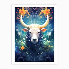 Bull Head Highland cow Art Print