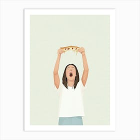 Woman Eating Pizza 2 Art Print