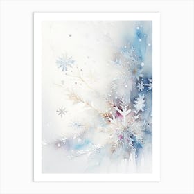 White, Snowflakes, Storybook Watercolours 1 Art Print