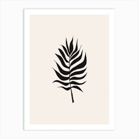 Light Beige & Black Leaf 1 Art Print