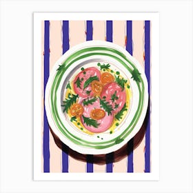 A Plate Of Caprese Salad Top View Food Illustration 2 Art Print