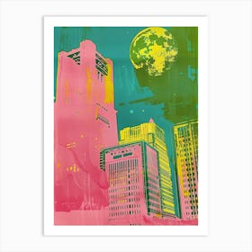 Japanese Retro Cityscape Silkscreen 4 Art Print