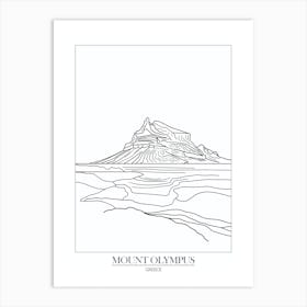 Mount Olympus Greece Line Drawing 8 Poster Art Print