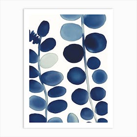 Navy Blue Foliages Art Print