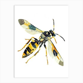 Colourful Insect Illustration Yellowjacket 16 Art Print