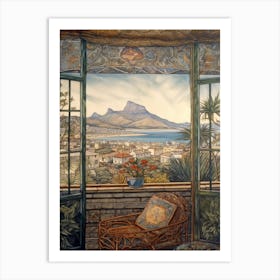 A Window View Of Cape Town In The Style Of Art Nouveau 1 Art Print