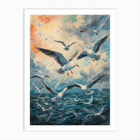 Seagulls In Flight Art Print