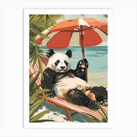 Giant Panda Relaxing In A Hot Spring Storybook Illustration 2 Art Print