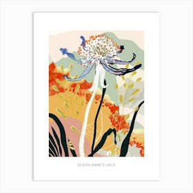 Colourful Flower Illustration Poster Queen Annes Lace 4 Art Print