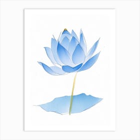 Blue Lotus Pencil Illustration 4 Art Print