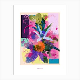 Edelweiss 4 Neon Flower Collage Poster Art Print