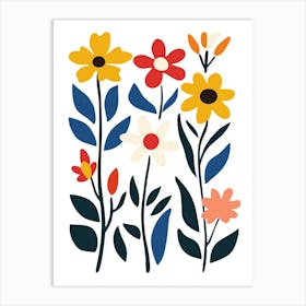 Flowers On A White Background 5 Art Print