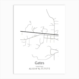 Gates,United States Minimalist Map Poster