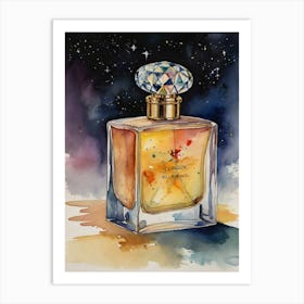 Watercolour Of A Perfume Bottle Art Print