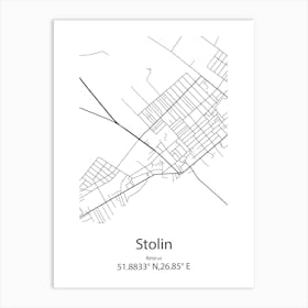 Stolin,Belarus Minimalist Map Art Print